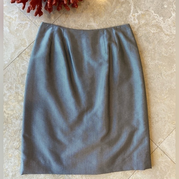 Vintage Anne Klein 90s Shimmery High Waisted Silver Pencil Skirt - 4 - Picture 1 of 6